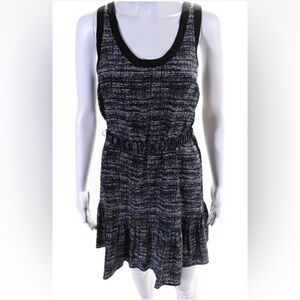 Joie Black & White Printed Belted Silk Sleeveless Dress - Small